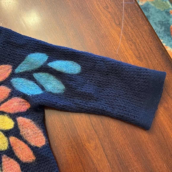 Anthropologie troubadour 100% Wool Bloom Navy Sweater - Picture 5 of 9